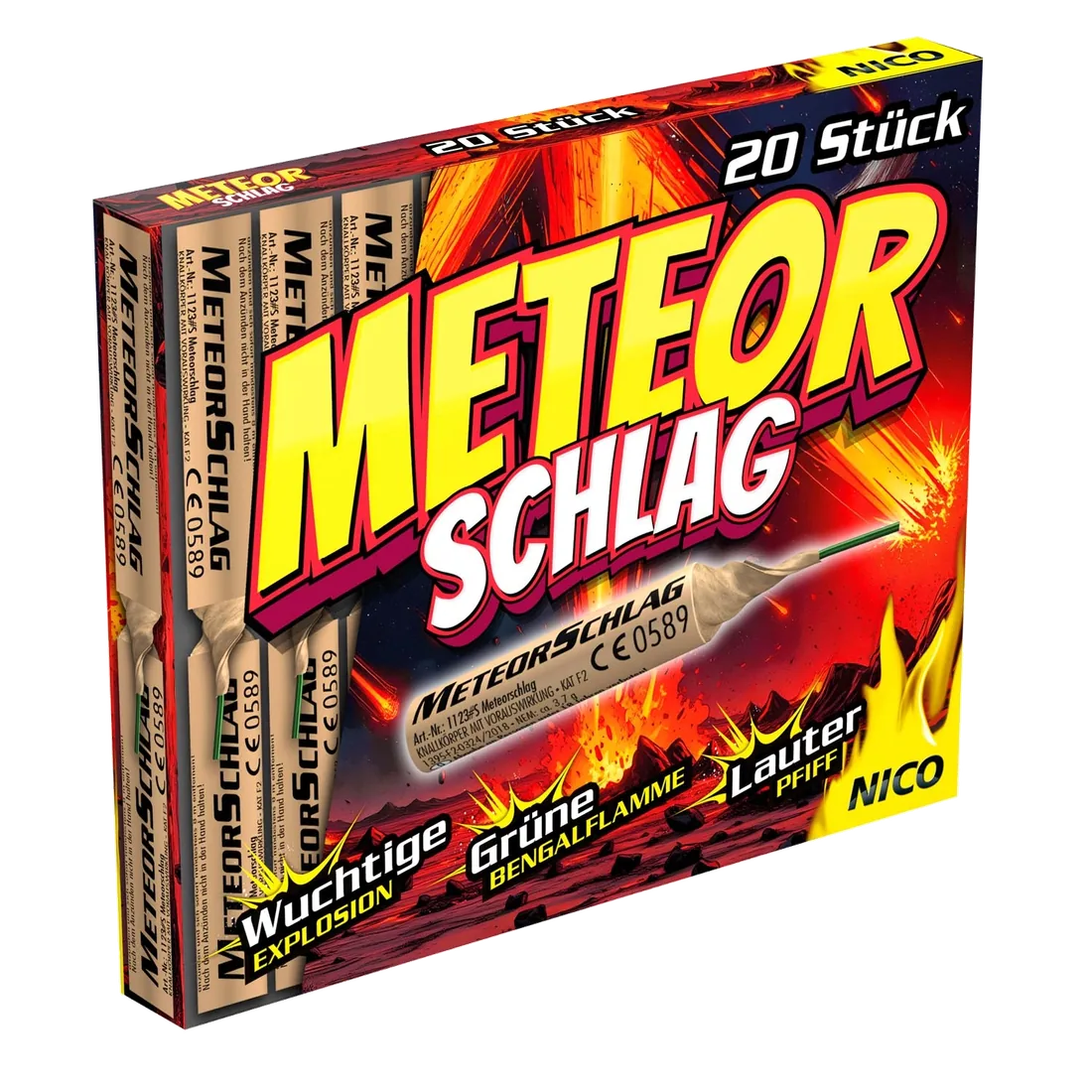 Meteorschlag, 20er-Schtl. — Batterien — von NICO — Silvester-Feuerwerk kaufen bei stopine