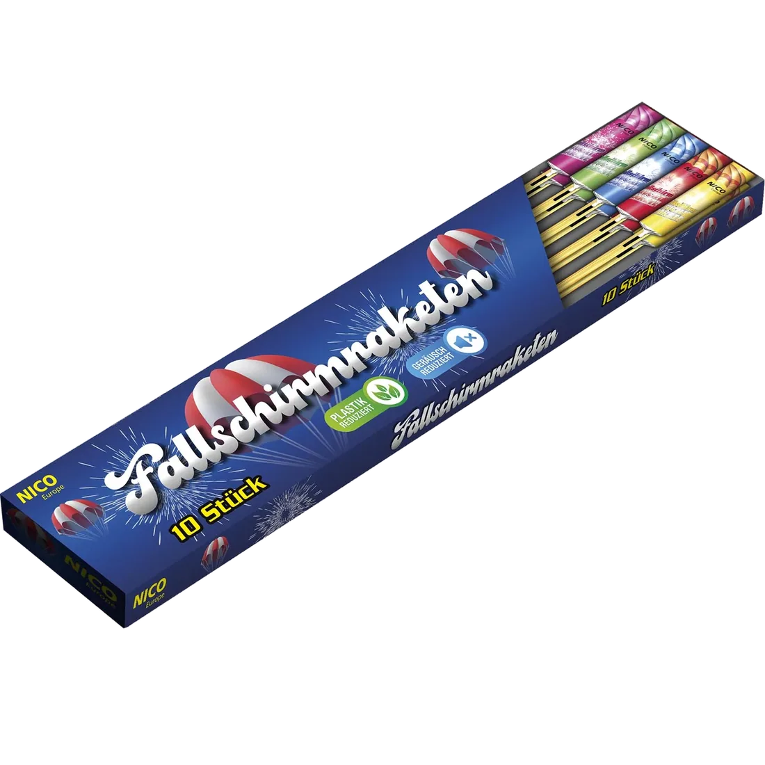 Fallschirm-Rakete, 10er-Schtl. — Raketen — von NICO — Silvester-Feuerwerk kaufen bei stopine