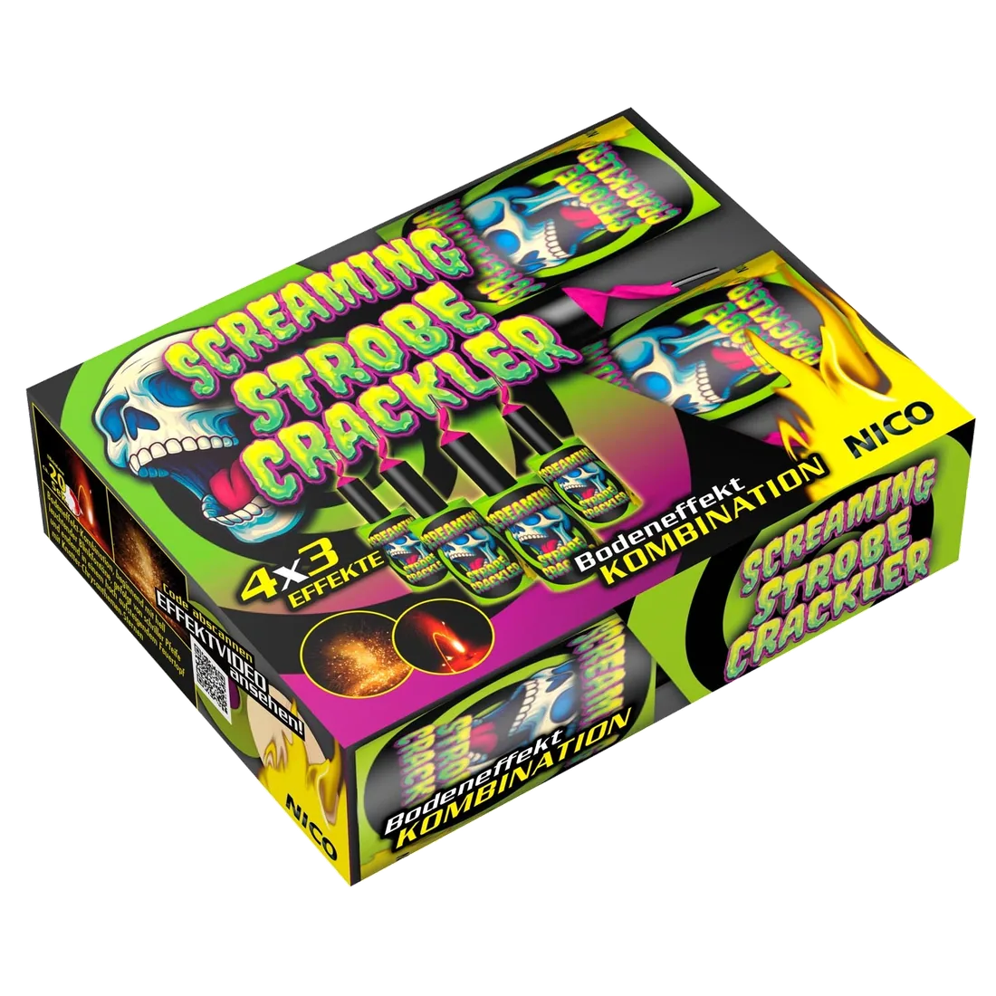 Screaming Strobecrackler, 4er-Schtl. — Fontänen & Vulkane — von NICO — Silvester-Feuerwerk kaufen bei stopine