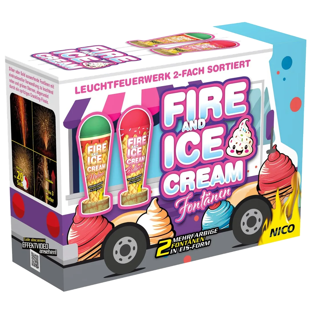 Fire and Ice Cream, 2er-Schtl. — Fontänen & Vulkane — von NICO — Silvester-Feuerwerk kaufen bei stopine