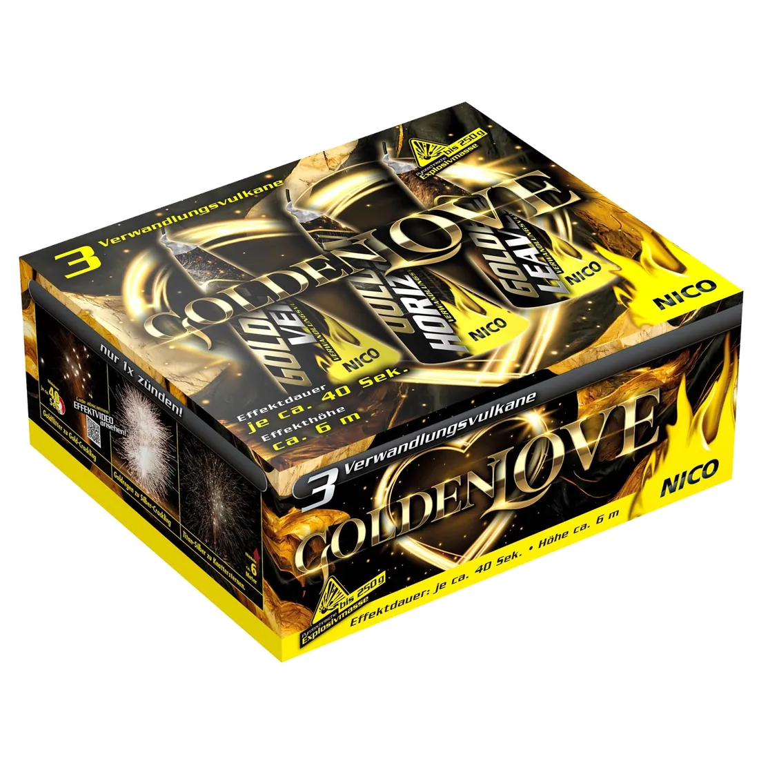 Golden Love, 3er-Schtl. — Fontänen & Vulkane — von NICO — Silvester-Feuerwerk kaufen bei stopine