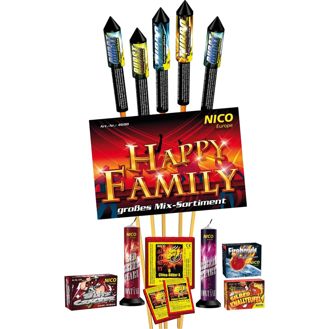 Happy Family, Mix-Sortiment — Verbundfeuerwerk — von NICO — Silvester-Feuerwerk kaufen bei stopine