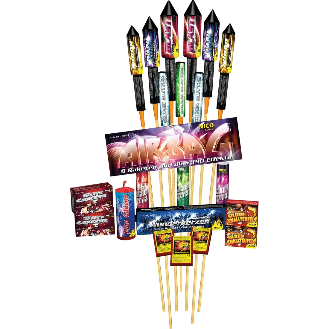 Air Bag, Mix-Sortiment — Verbundfeuerwerk — von NICO — Silvester-Feuerwerk kaufen bei stopine