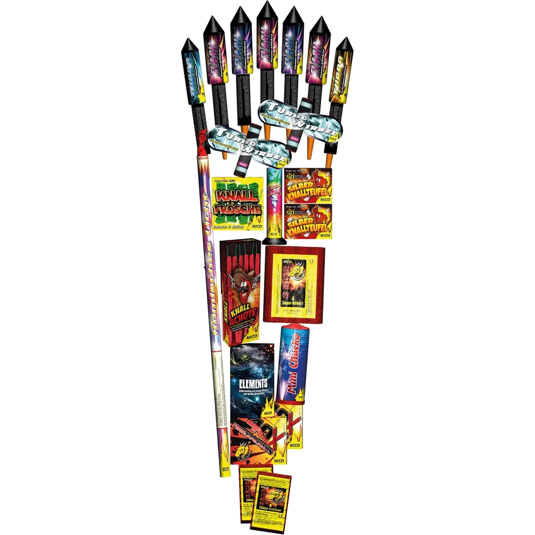 Hamsterkauf, Mix-Sortiment — Verbundfeuerwerk — von NICO — Silvester-Feuerwerk kaufen bei stopine