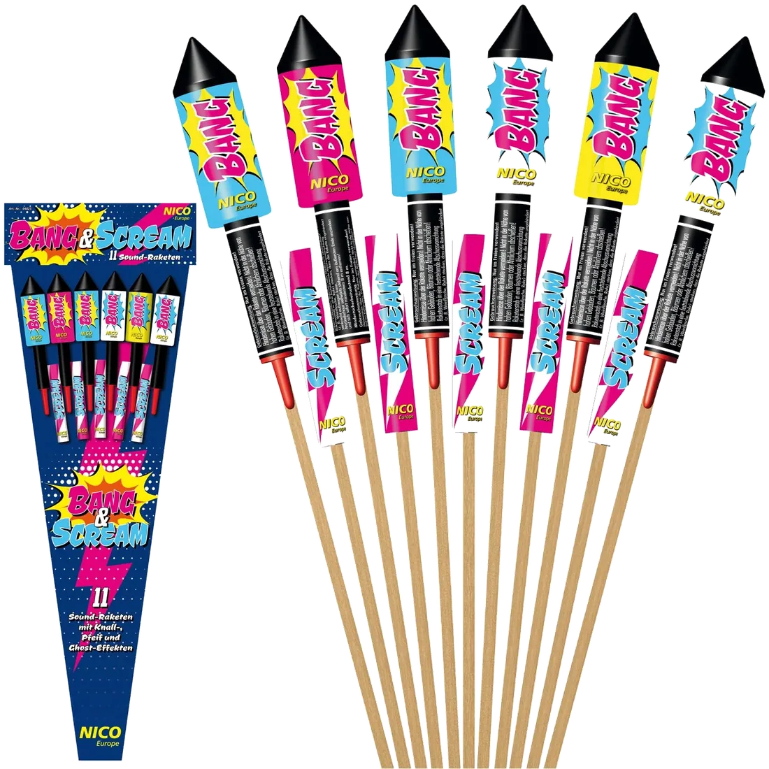 Bang & Scream, 11er-Rak.-Btl. — Raketen — von NICO — Silvester-Feuerwerk kaufen bei stopine