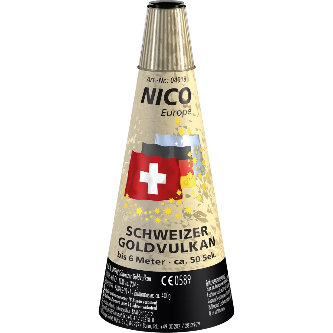 Schweizer-Goldvulkan — Fontänen & Vulkane — von NICO — Silvester-Feuerwerk kaufen bei stopine