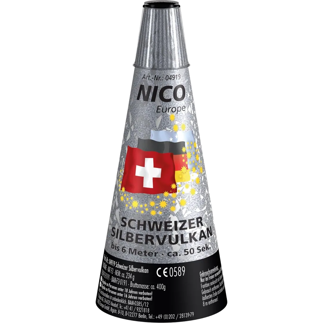 Schweizer-Silbervulkan — Fontänen & Vulkane — von NICO — Silvester-Feuerwerk kaufen bei stopine