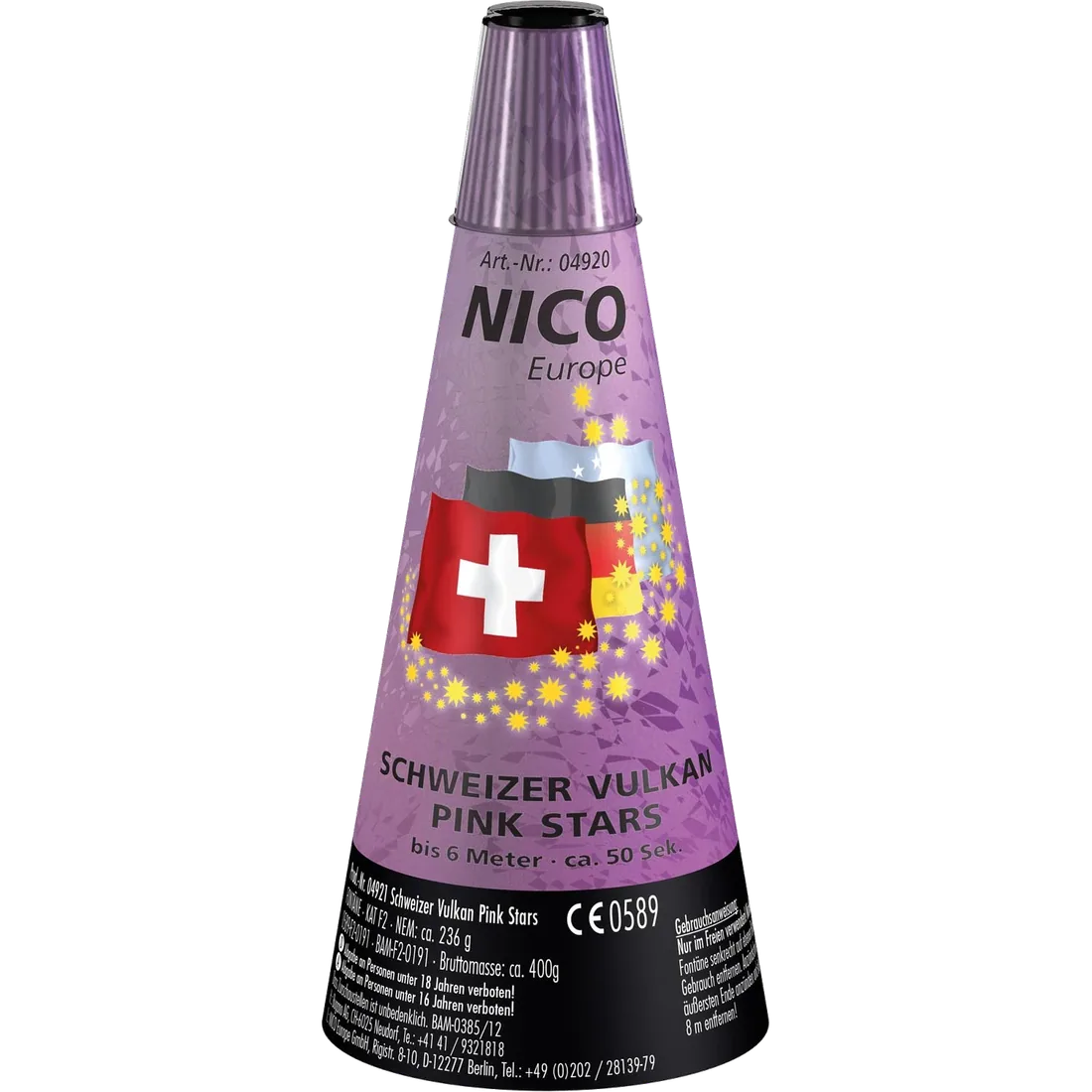 Schweizer Vulkan Pink Stars — Fontänen & Vulkane — von NICO — Silvester-Feuerwerk kaufen bei stopine