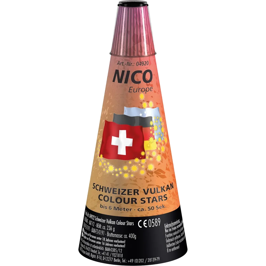 Schweizer Vulkan Colour Stars — Fontänen & Vulkane — von NICO — Silvester-Feuerwerk kaufen bei stopine