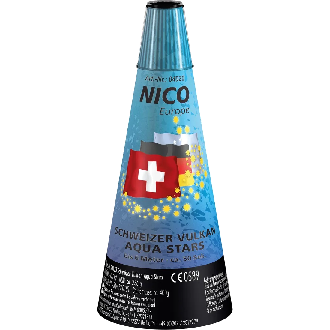 Schweizer Vulkan Aqua Stars — Fontänen & Vulkane — von NICO — Silvester-Feuerwerk kaufen bei stopine