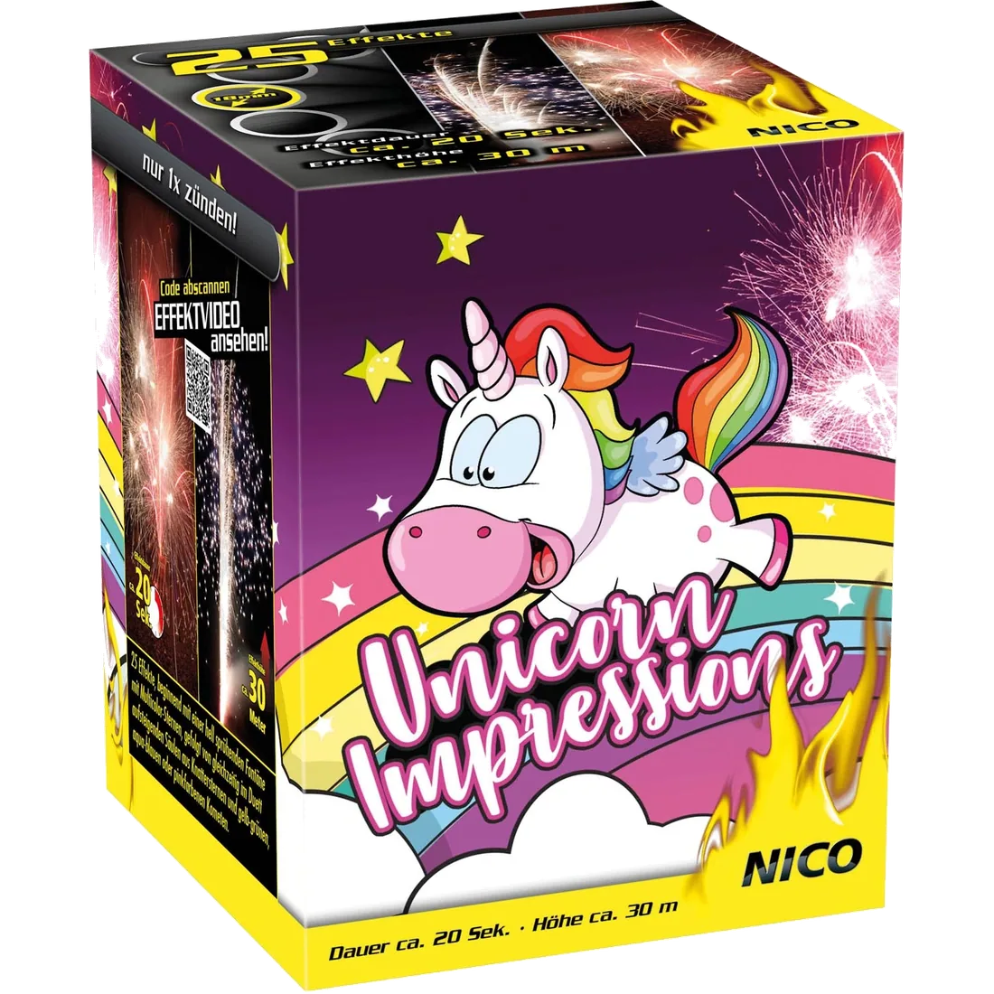 Unicorn Impressions, 25 Schuss — Batterien — von NICO — Silvester-Feuerwerk kaufen bei stopine
