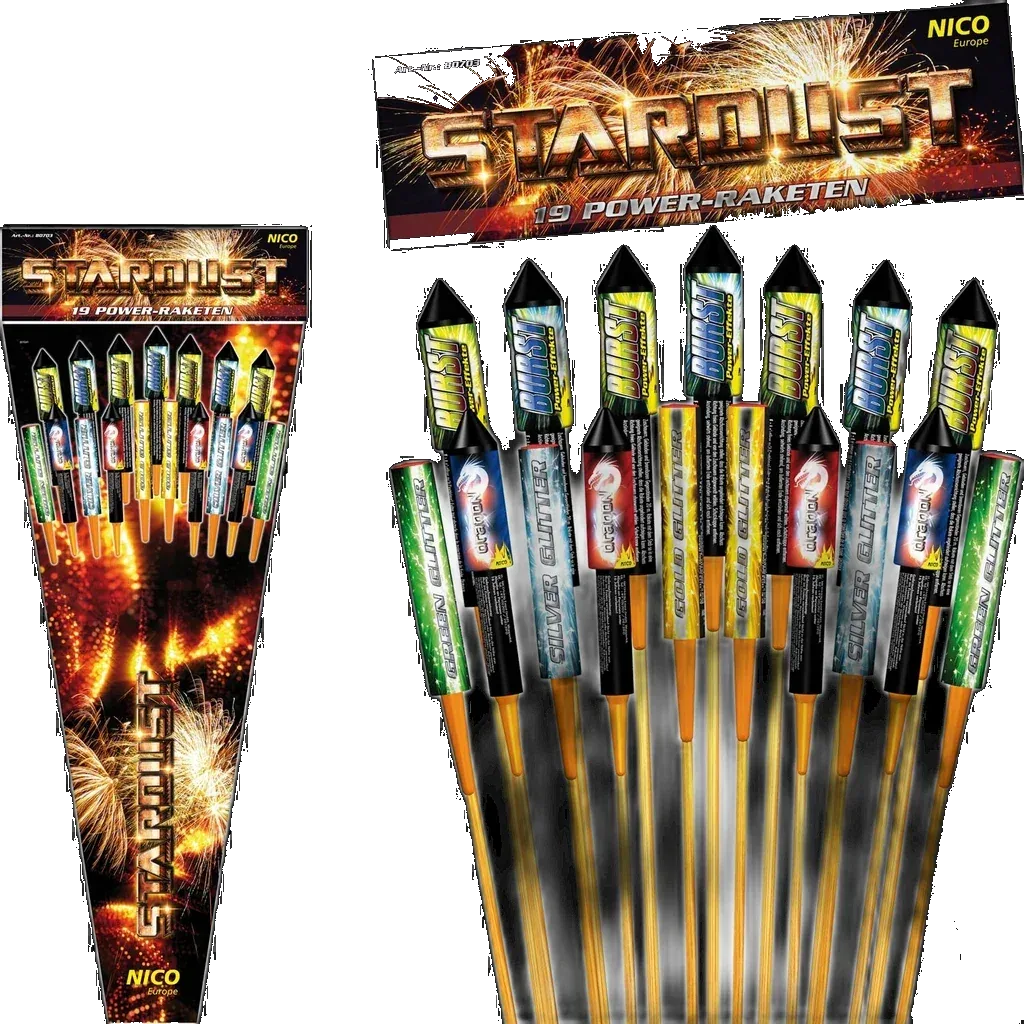 Stardust, 19er-Raketensortiment — Raketen — von NICO — Silvester-Feuerwerk kaufen bei stopine