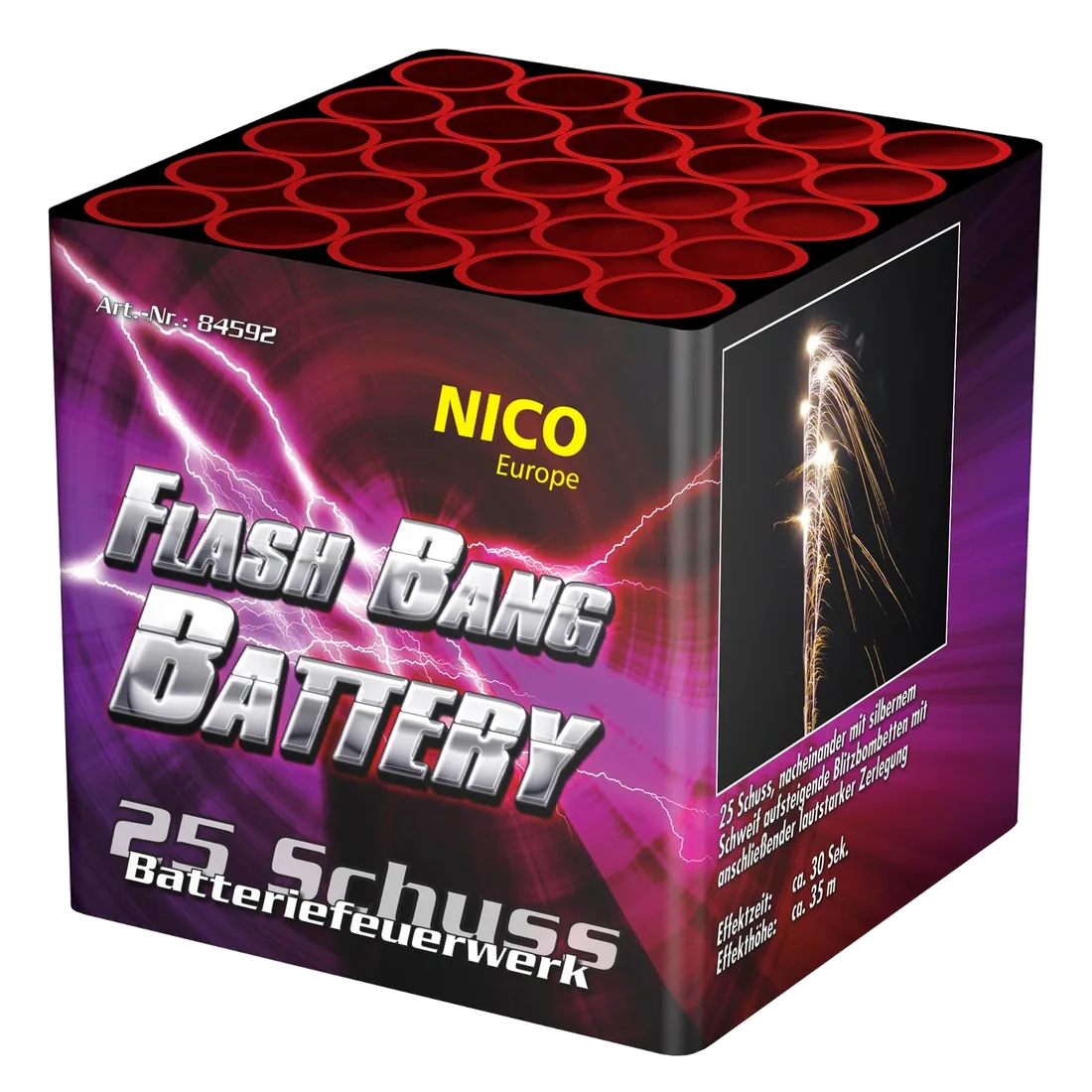 Flash Bang-Battery, 25 Schuss - 1.3 G — Batterien — von NICO — Silvester-Feuerwerk kaufen bei stopine