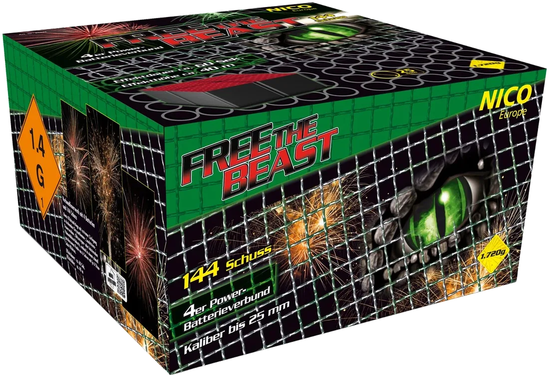 Free the Beast, 144 Schuss — Batterien — von NICO — Silvester-Feuerwerk kaufen bei stopine