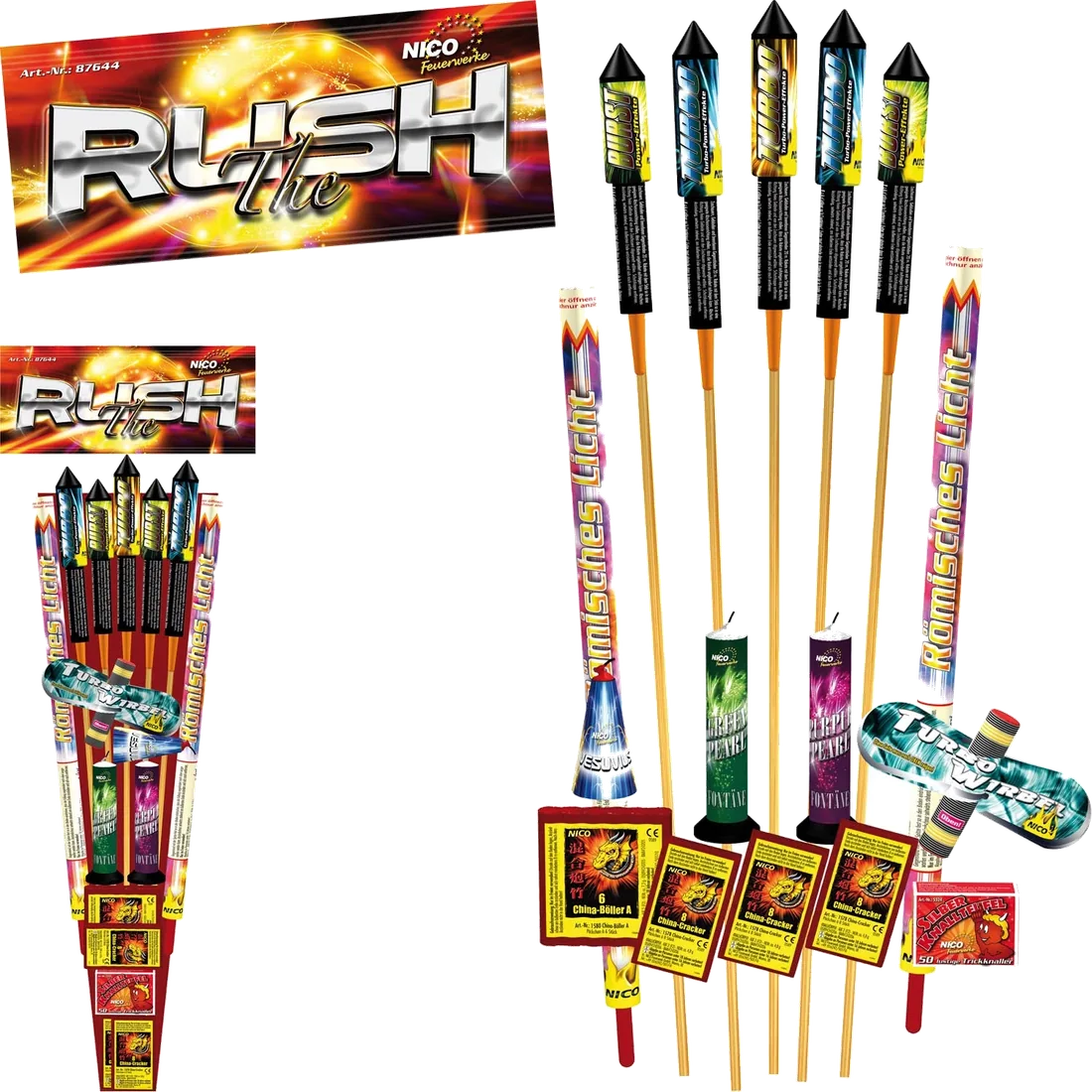 The Rush, Mix-Sortiment — Verbundfeuerwerk — von NICO — Silvester-Feuerwerk kaufen bei stopine