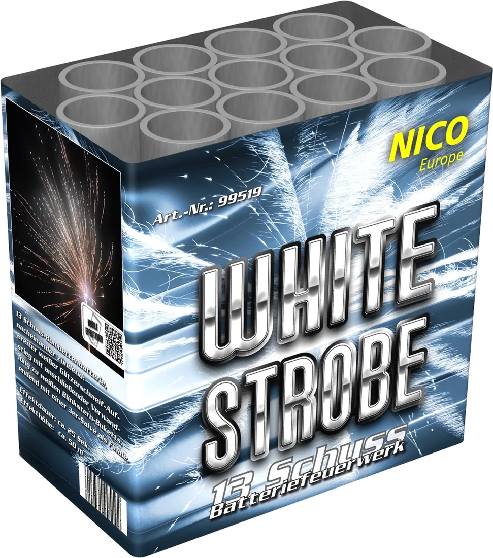 White Strobe, 13 Schuss — Batterien — von NICO — Silvester-Feuerwerk kaufen bei stopine