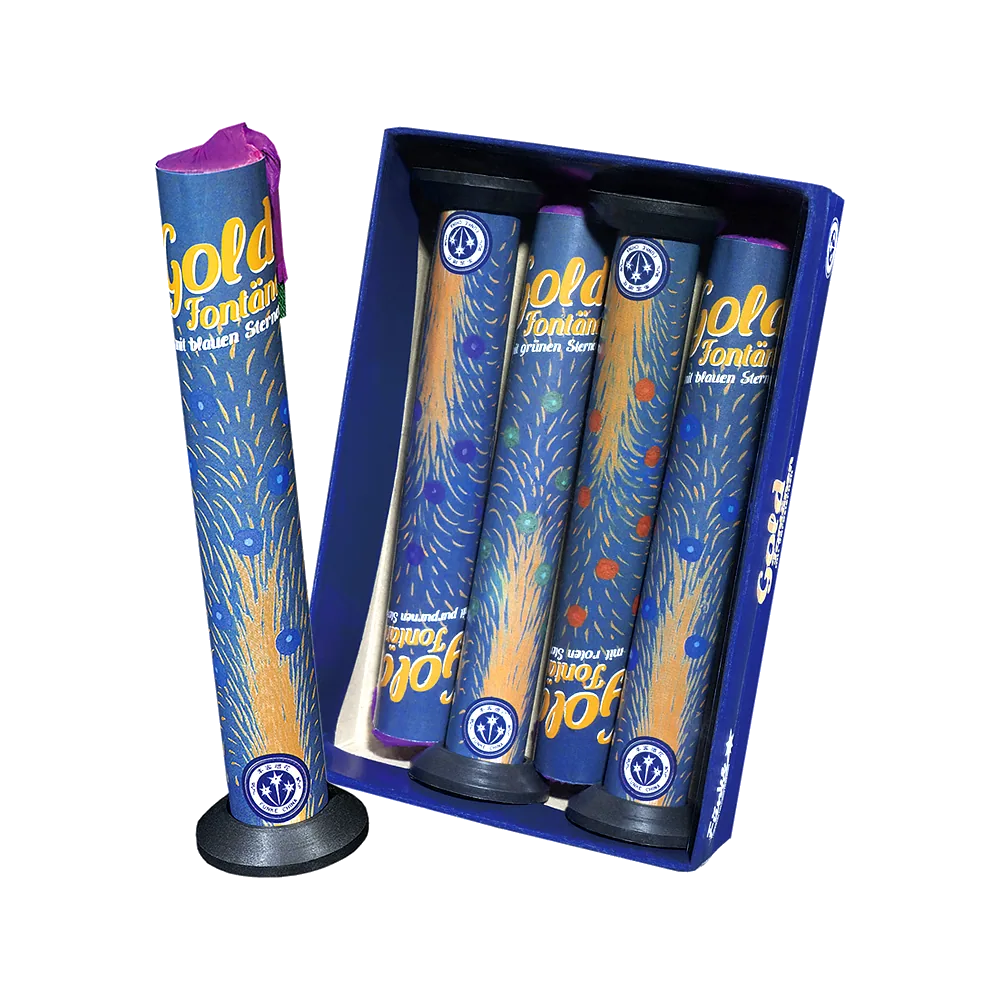 Gold-Fontänen mit Farbsternen (4er-Packung) — Fontänen & Vulkane — von Funke — Silvester-Feuerwerk kaufen bei stopine