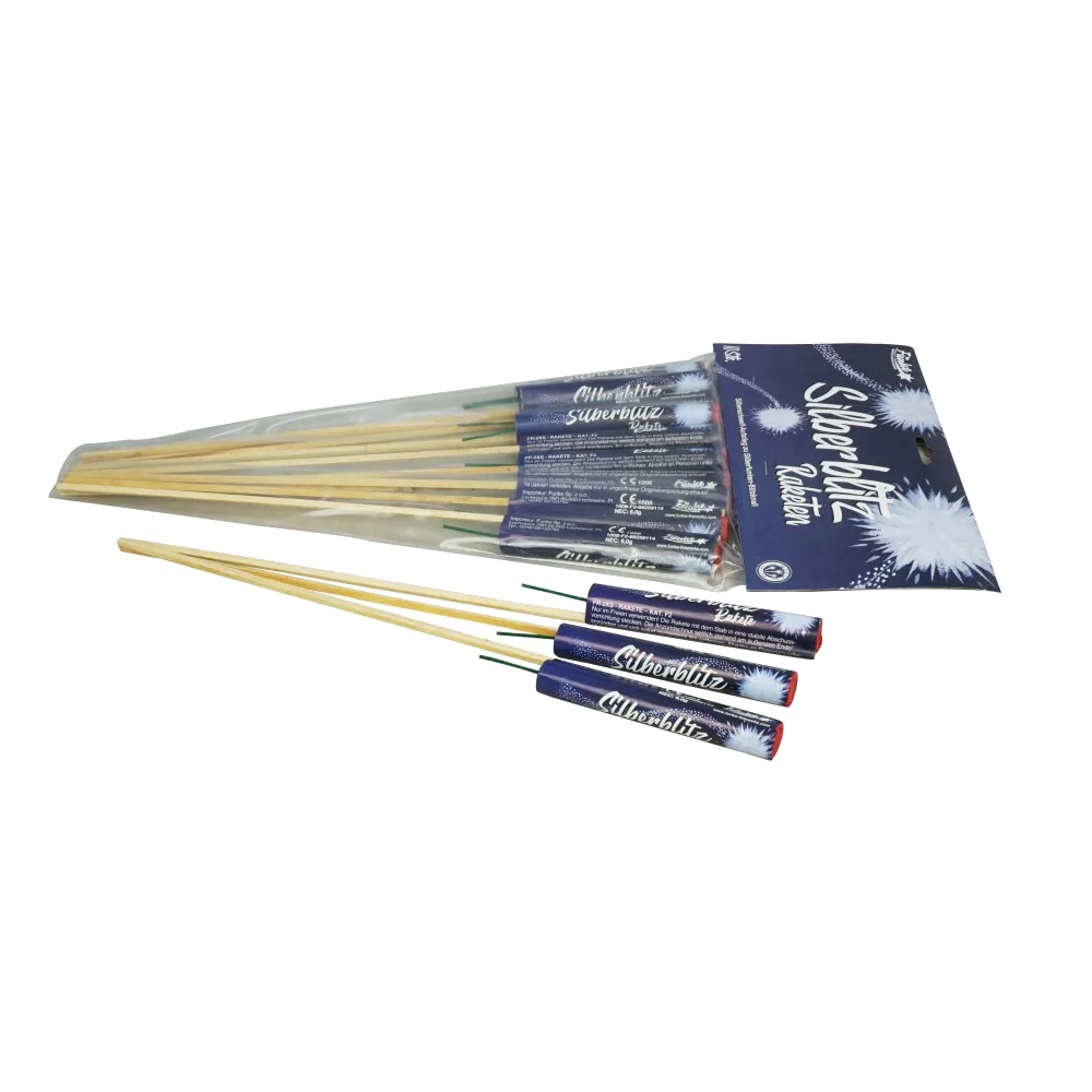 Silberblitz Raketen (10er-Packung) — Raketen — von Funke — Silvester-Feuerwerk kaufen bei stopine