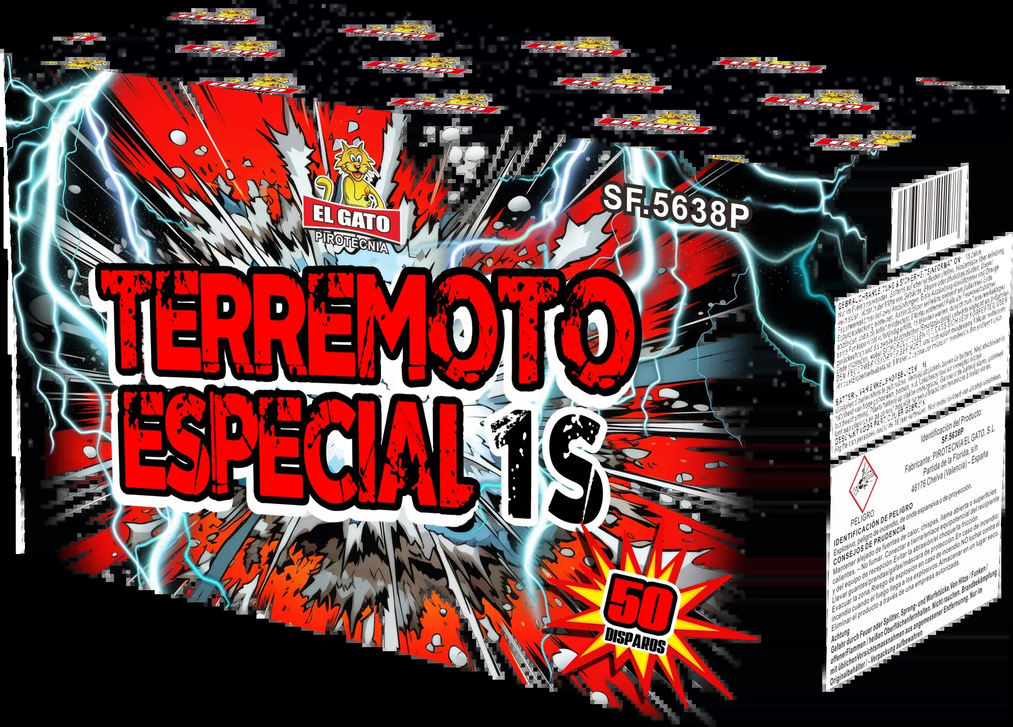 Terremoto Especiale 1s, 50 Schuss — Batterien — von Pirotecnia El Gato — Silvester-Feuerwerk kaufen bei stopine