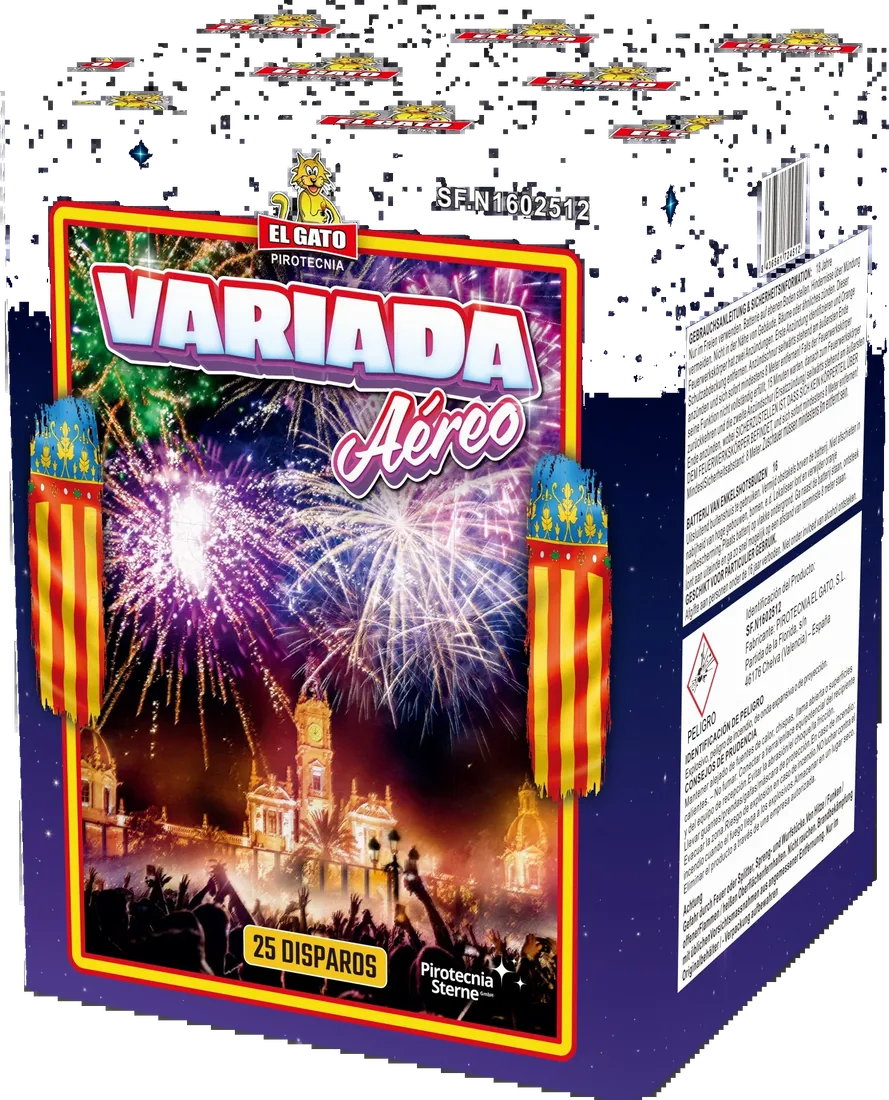 Variada Aereo, 25 Schuss — Batterien — von Pirotecnia El Gato — Silvester-Feuerwerk kaufen bei stopine