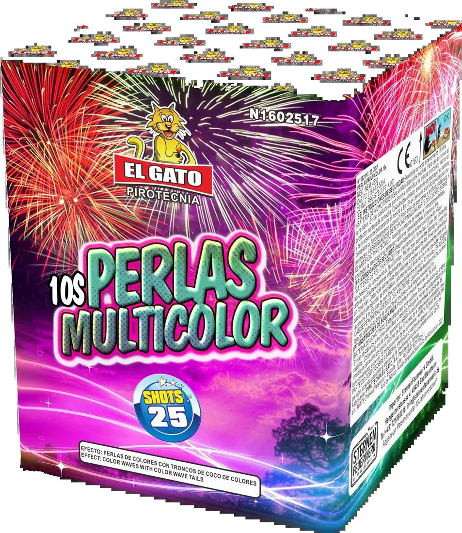 Perlas Multi Color 10s, 25 Schuss — Batterien — von Pirotecnia El Gato — Silvester-Feuerwerk kaufen bei stopine