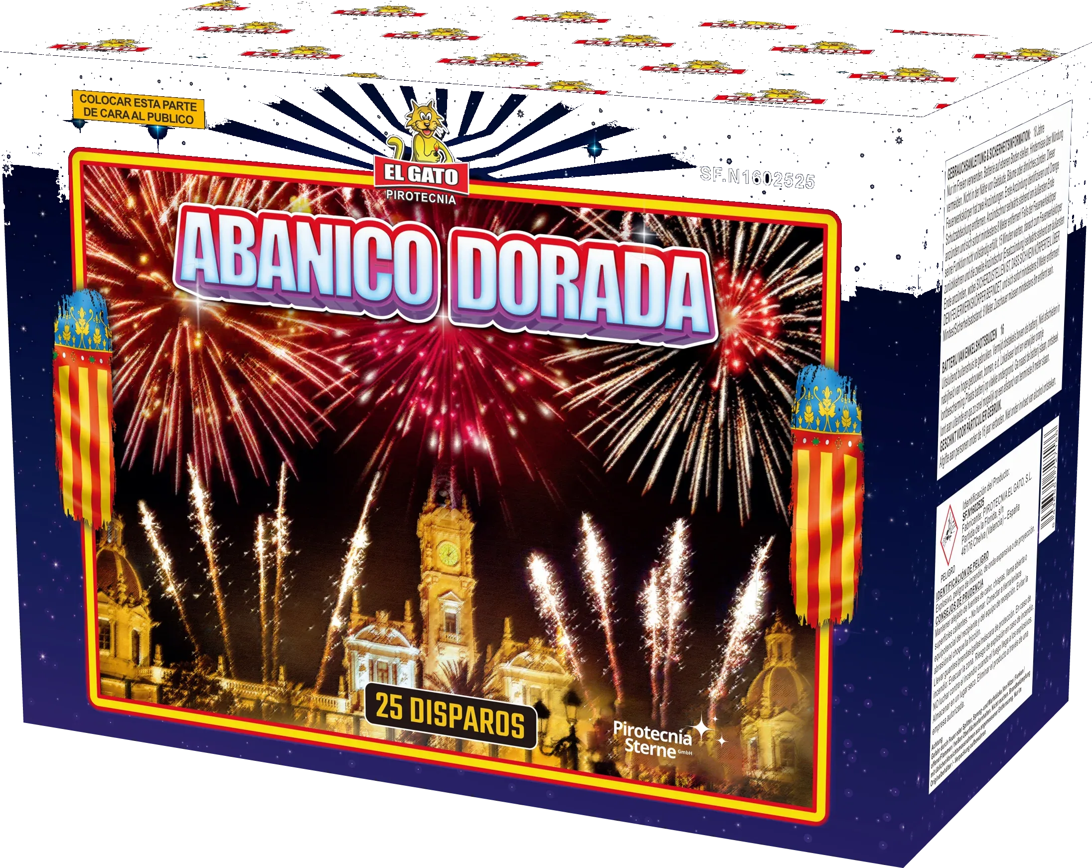 Abanico dorada, 25 Schuss — Batterien — von Pirotecnia El Gato — Silvester-Feuerwerk kaufen bei stopine