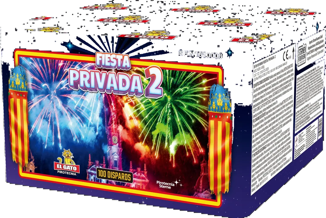 Fiesta Privada 2, 100 Schuss — Batterien — von Pirotecnia El Gato — Silvester-Feuerwerk kaufen bei stopine