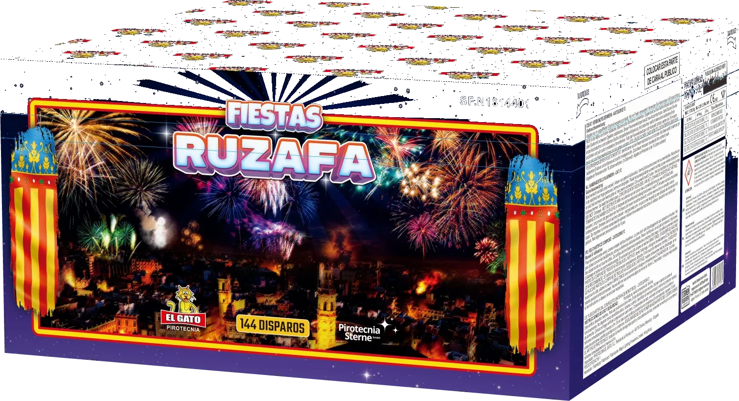 Fiesta Ruzafa, 144 Schuss — Verbundfeuerwerk — von Pirotecnia El Gato — Silvester-Feuerwerk kaufen bei stopine